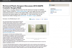 plastic, surgery, surgeon, breast, augmentation, ASAPS, 2011, richmond, VA